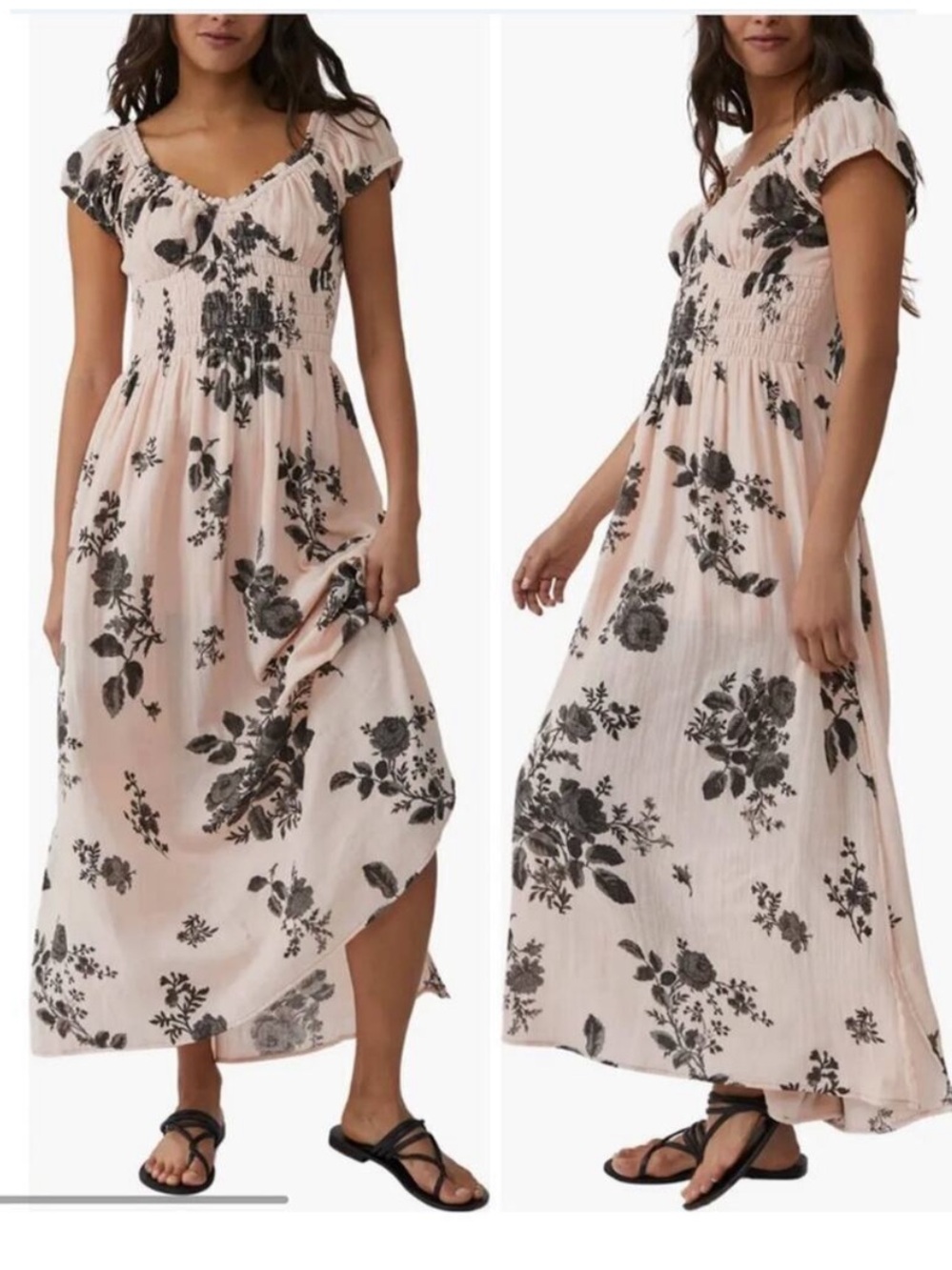 Free People Forget Me Not Floral Cutout Cotton Midi Dress